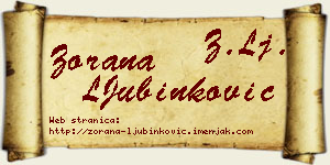 Zorana LJubinković vizit kartica